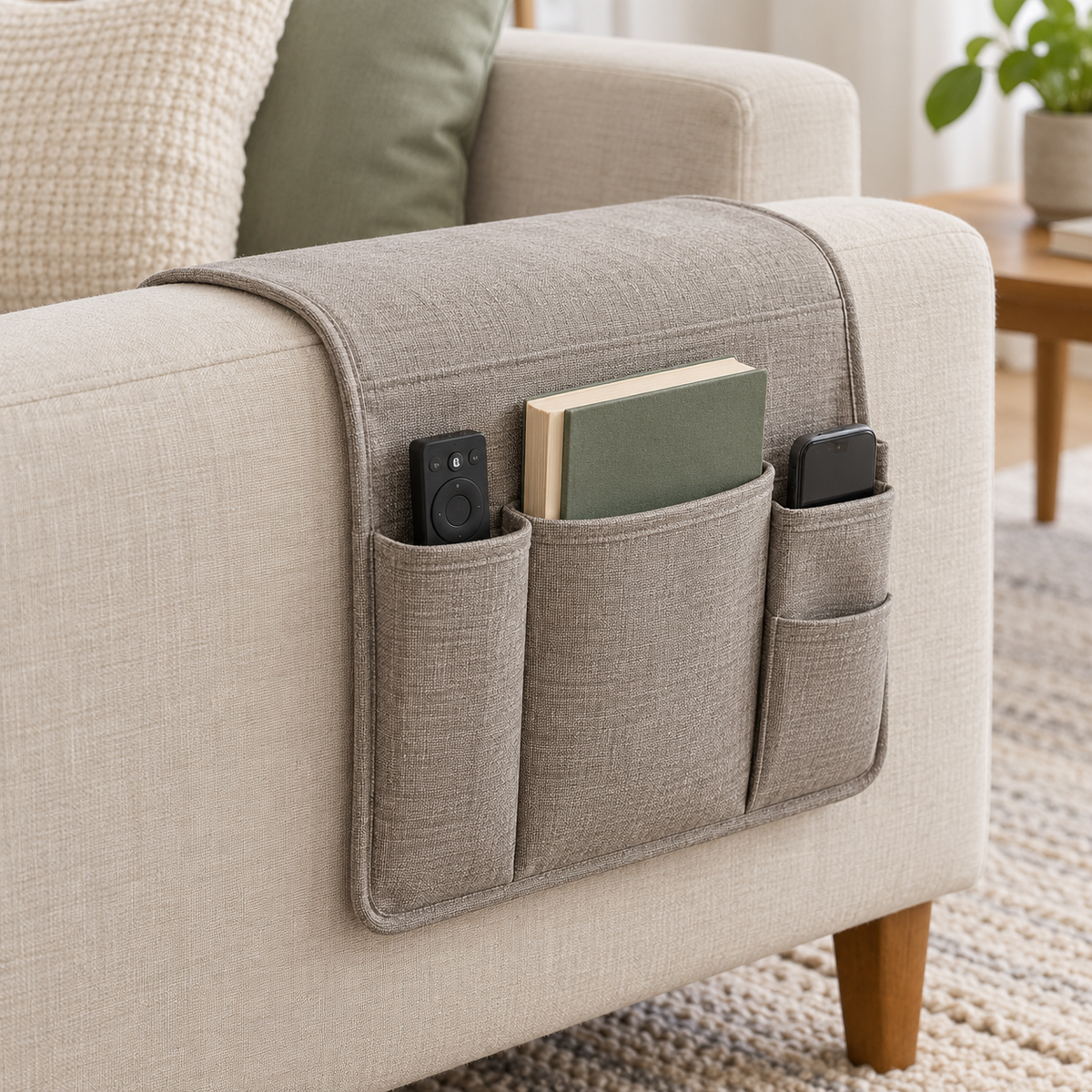 Sofa Armrest Organizer with Storage Pockets