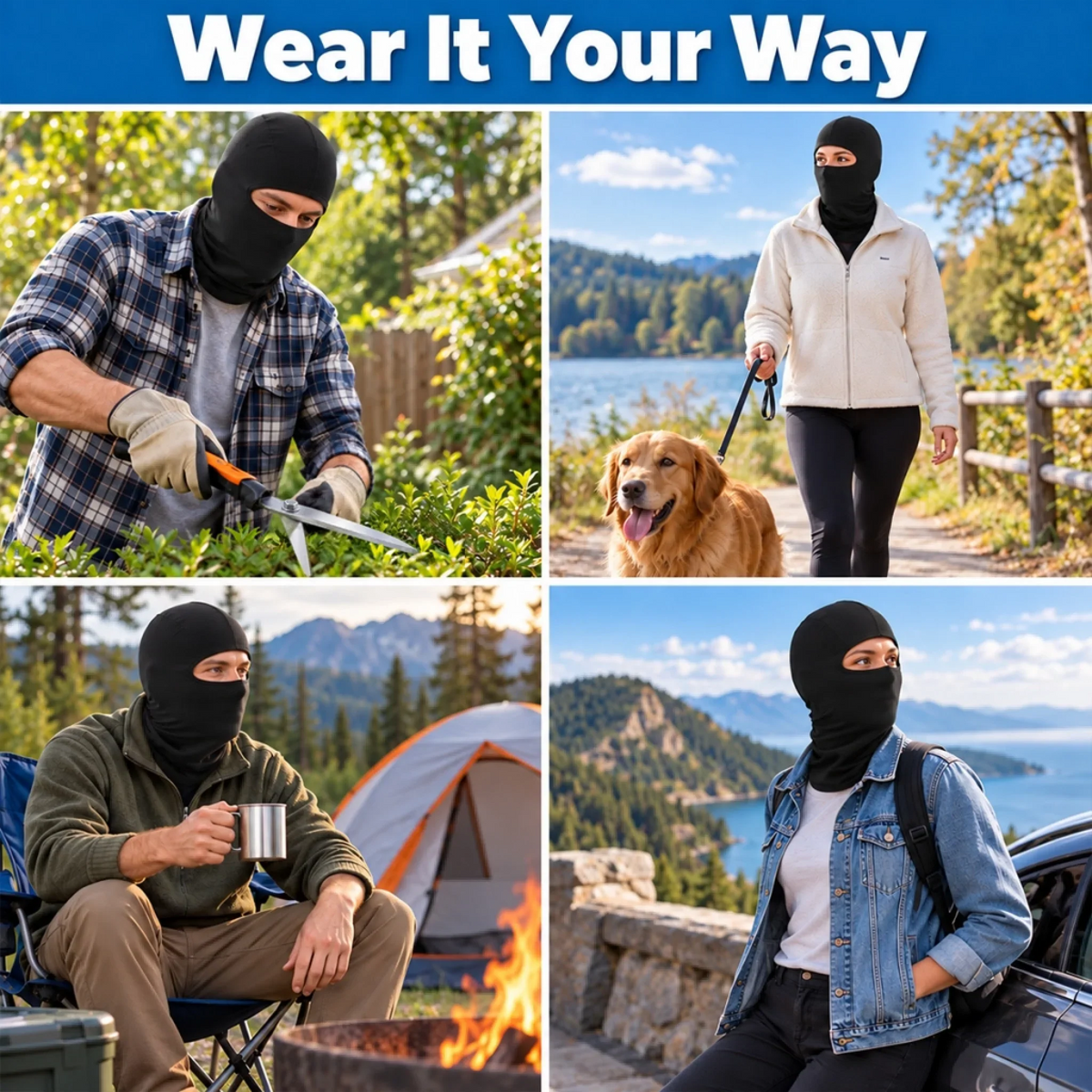 Custom Photo Funny Face Ski Lovers Gifts - Personalized Ski Mask