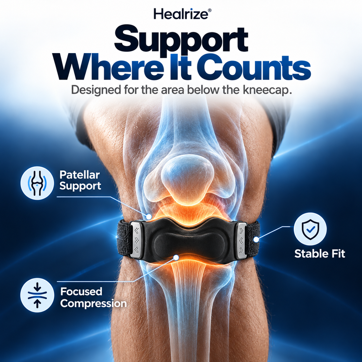 🦵 Healrize® 3D AirFlex Patellar Support Strap | 🎯 Targeted Stability | 🔥 Save Up to 30%