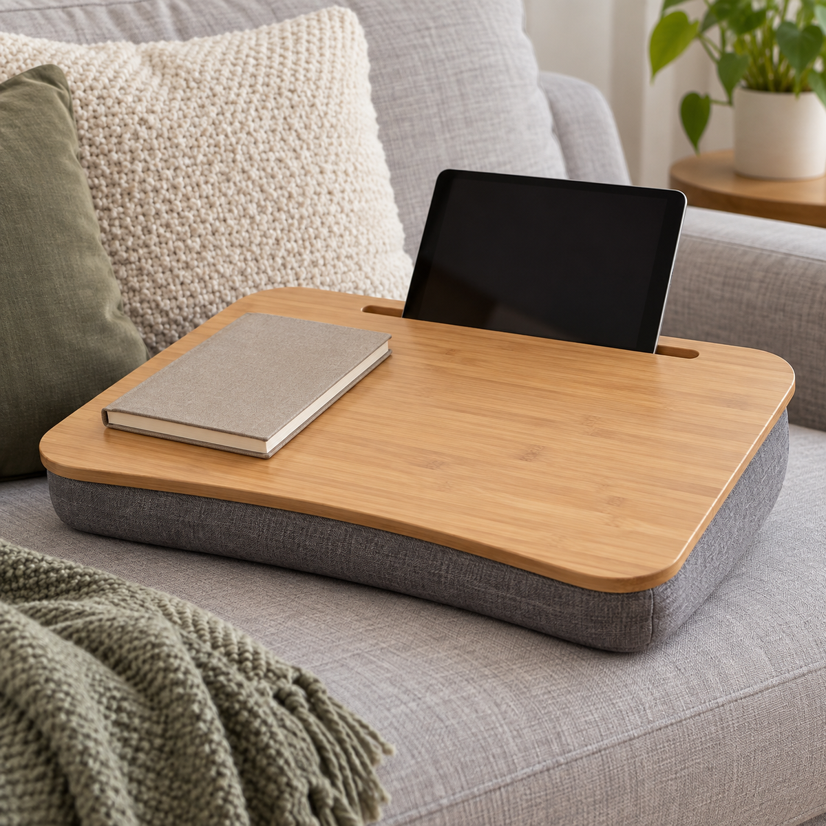 Wooden Lap Desk with Tablet Slot